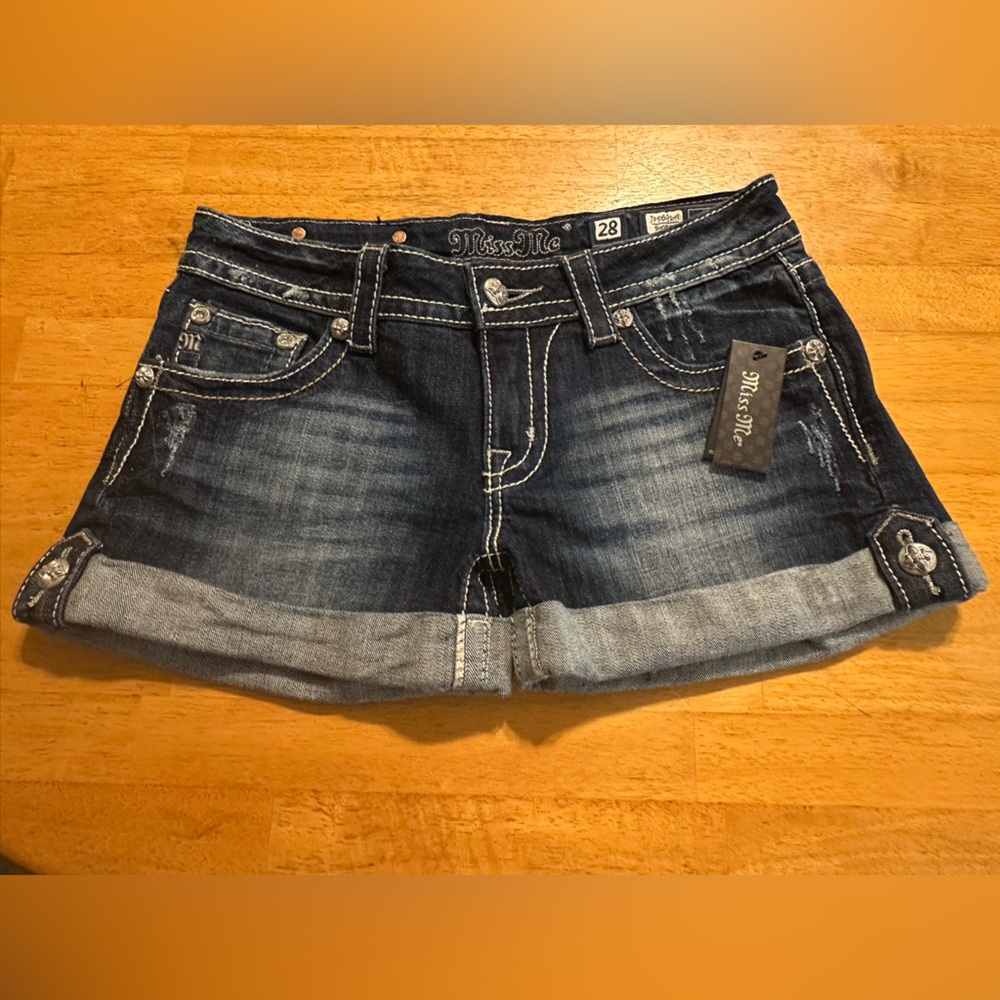 Miss Me Dark Blue Denim Shorts